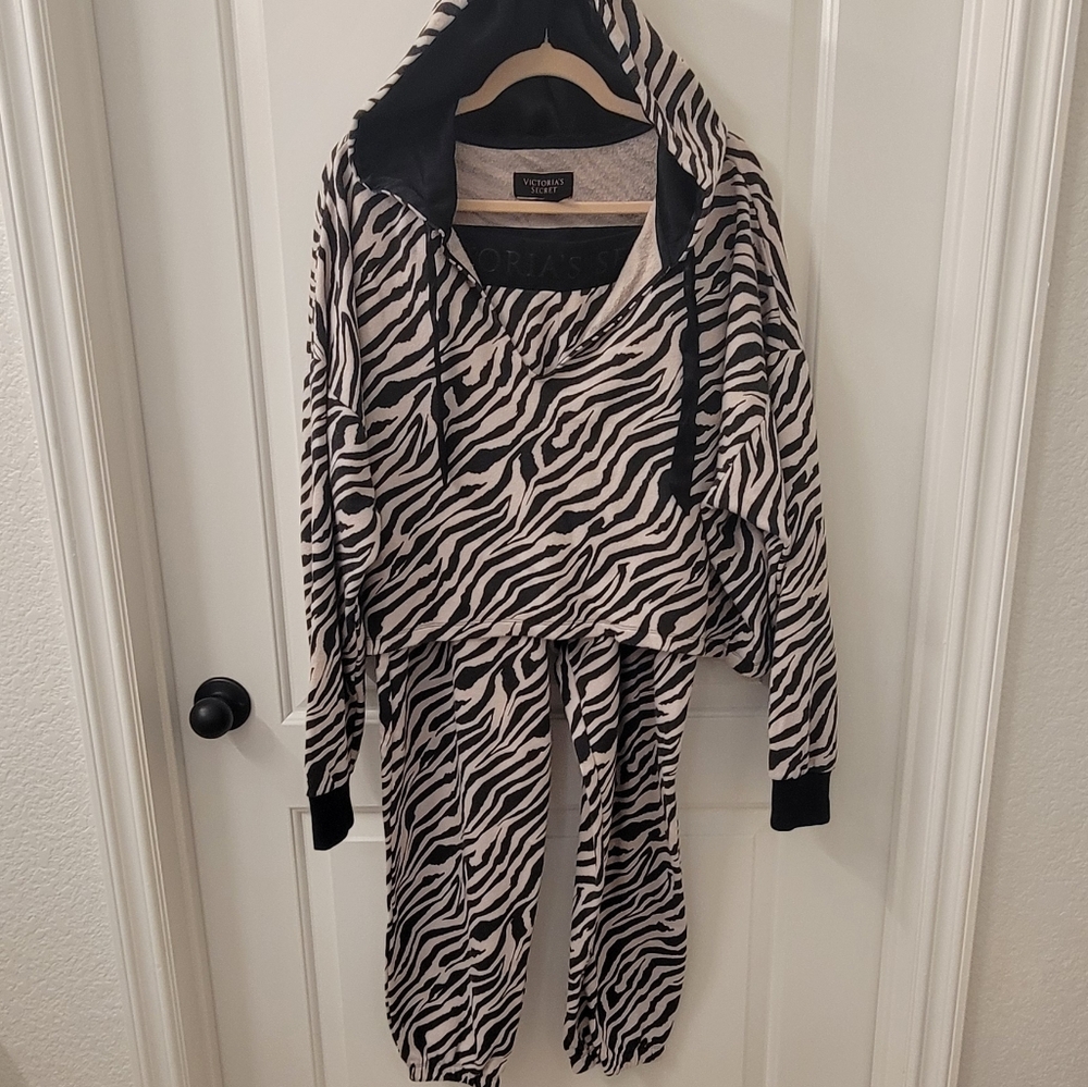 Victoria's Secret Zebra Print Hoodie and Joggers Set